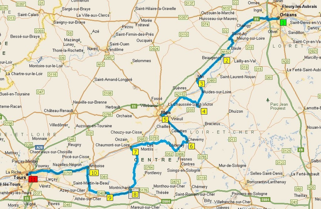 Carte Orléans-Tours