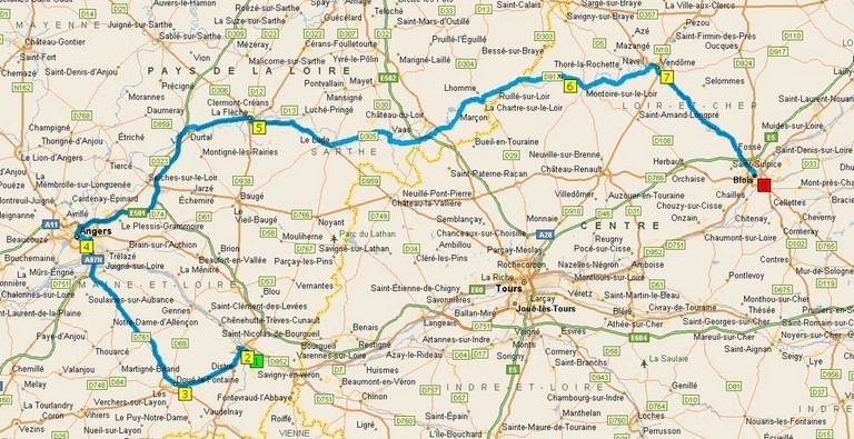 Clic pour agrandir Saumur Blois par Angers carte