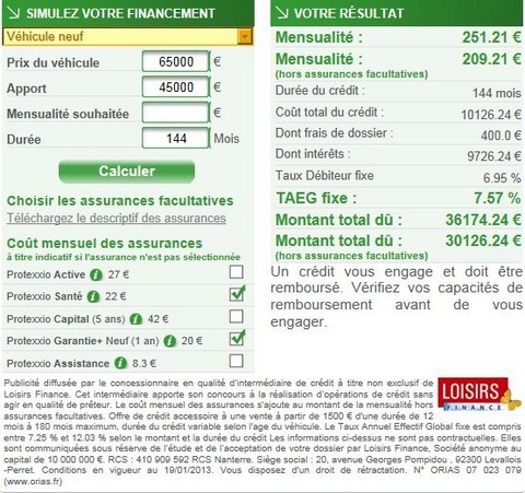 simuler financement voiture camping-car